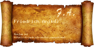 Friedrich Anikó névjegykártya